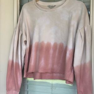 2018 Ombré tie dye pink & cream crop sweater boho